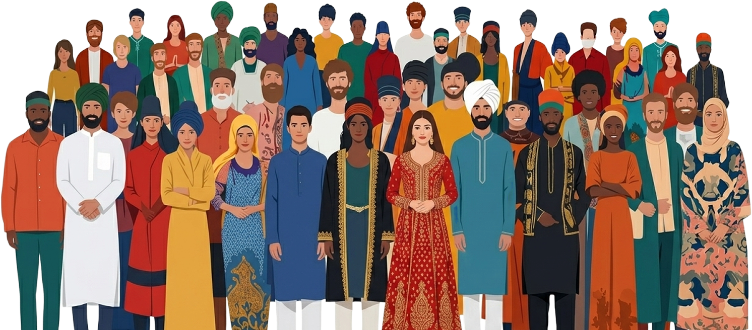 Diverse Muslim community illustration